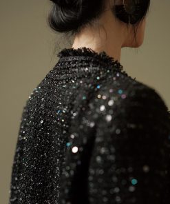 Mid-Length Woven Boucle Coat for Women - High-End Autumn Winter Fashion Outerwear, Chic Layering Piece