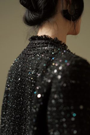 Mid-Length Woven Boucle Coat for Women - High-End Autumn Winter Fashion Outerwear, Chic Layering Piece