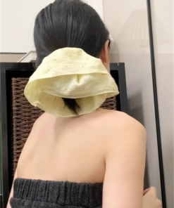 Milk Yellow Polka Dot Large Intestine Hair Tie - High-End Women's Hair Accessory in Korean Style, Simple and Chic