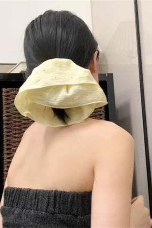 Milk Yellow Polka Dot Large Intestine Hair Tie - High-End Women's Hair Accessory in Korean Style, Simple and Chic