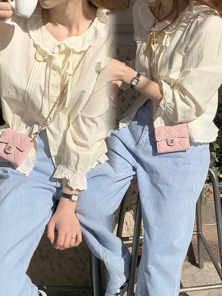 Milk Yellow Ruffled Bubble Shirt with Crochet Lace Top - Stylish Korean-Style Fashion for a Chic Look Milk Yellow Ruffled Bubble Shirt with Crochet Lace Top - Stylish Korean-Style Fashion for a Chic Look