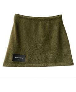 Millennium Spicy Girl Faux Mink Fur Coat Set with Tie Vest and Low Waist Skirt - Y2K Plush Fashion Outfit