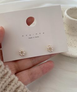 Mini Pearl Geometric Circle Stud Earrings - 2025 New Fashion, Minimalist Style, Sleep-In Ear Accessories for Everyday Wear