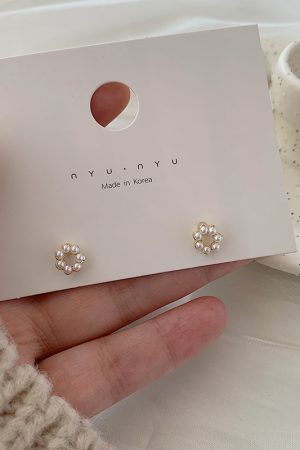Mini Pearl Geometric Circle Stud Earrings - 2025 New Fashion, Minimalist Style, Sleep-In Ear Accessories for Everyday Wear