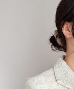 Mini Pearl Geometric Circle Stud Earrings - 2025 New Fashion, Minimalist Style, Sleep-In Ear Accessories for Everyday Wear