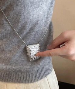 Mini Woven Small Bag Necklace for Women - Light Luxury Layered Accessory, High-End Fashion Long Sweater Chain