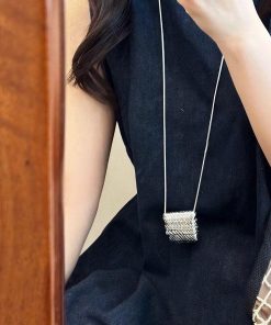 Mini Woven Small Bag Necklace for Women - Light Luxury Layered Accessory, High-End Fashion Long Sweater Chain