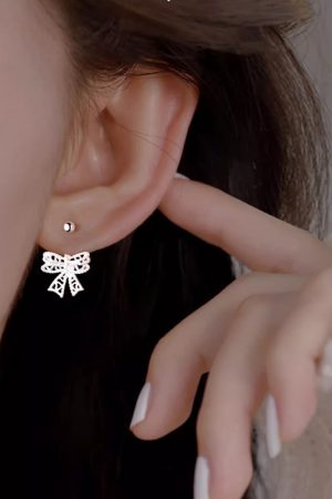 Minimalist 925 Silver Hollow Bow Screw Ear Hooks - High-End Personality Earrings for Elegant Style