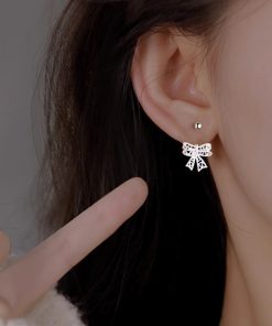 Minimalist 925 Silver Hollow Bow Screw Ear Hooks - High-End Personality Earrings for Elegant Style