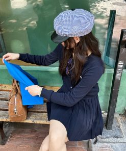 Minimalist Academic Style Knitted Cardigan and Skirt Set for Early Autumn - Chic Intellectual Outfit