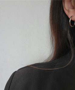 Minimalist Alloy Electroplated Round Stud Earrings for Women - Versatile Simple Hoop Ear Accessories