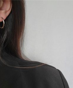 Minimalist Alloy Electroplated Round Stud Earrings for Women - Versatile Simple Hoop Ear Accessories