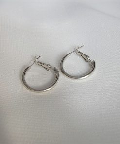 Minimalist Alloy Electroplated Round Stud Earrings for Women - Versatile Simple Hoop Ear Accessories