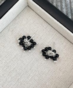 Minimalist Black Agate Bead Earrings - Exquisite Light Luxury, High-End Versatile Style for Women