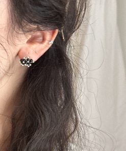 Minimalist Black Agate Bead Earrings - Exquisite Light Luxury, High-End Versatile Style for Women