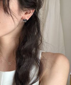 Minimalist Black Agate Bead Earrings - Exquisite Light Luxury, High-End Versatile Style for Women