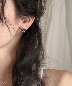 Minimalist Black Agate Bead Earrings - Exquisite Light Luxury, High-End Versatile Style for Women