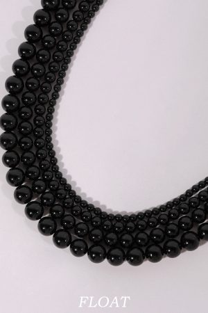 Minimalist Black Agate Beaded Choker Necklace for Women - High-End French Handmade Floating Design
