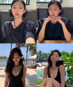 Minimalist Black Agate Beaded Choker Necklace for Women - High-End French Handmade Floating Design