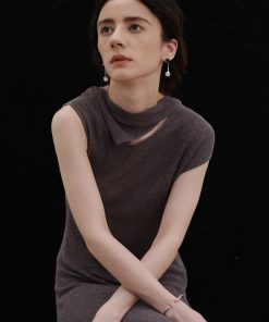 Minimalist Black and White Contrasting Round Pearl Water Drop Stud Earrings - High-End European and American Style