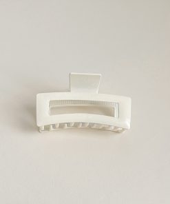 Minimalist Black and White Metal Square Shark Clip - Versatile High-End Hair Accessory for Elegant Updos and Chic Styles