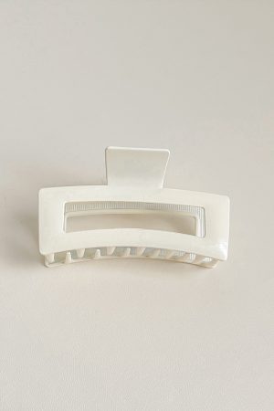 Minimalist Black and White Metal Square Shark Clip - Versatile High-End Hair Accessory for Elegant Updos and Chic Styles