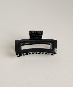 Minimalist Black and White Metal Square Shark Clip - Versatile High-End Hair Accessory for Elegant Updos and Chic Styles