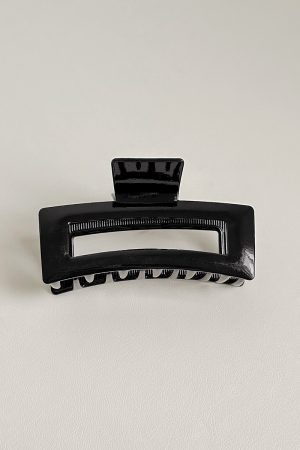 Minimalist Black and White Metal Square Shark Clip - Versatile High-End Hair Accessory for Elegant Updos and Chic Styles