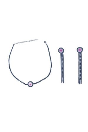 Minimalist Black Clavicle Chain Necklace with Big Eye Element and Crystal Inlay - 2025 European American Trendy Jewelry
