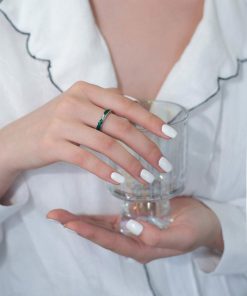 Minimalist C-Shaped Earrings for Women, Retro Floating Design with Dark Green Accents, 925 Silver Metal Texture Ear Accessories