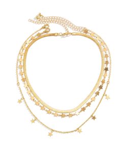 Minimalist Crystal Star-Shaped Clavicle Necklace with Snake Bone Chain - High-End European and American Jewelry for Stylish Girls