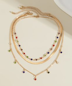 Minimalist Crystal Star-Shaped Clavicle Necklace with Snake Bone Chain - High-End European and American Jewelry for Stylish Girls