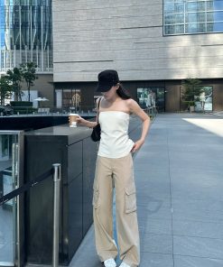 Minimalist Cut Strapless Top | Quiet Luxury Aesthetic Slim Fit Stretch Style