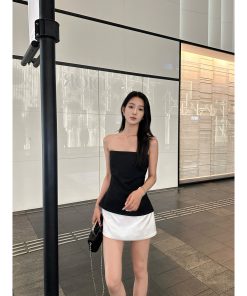 Minimalist Cut Strapless Top | Quiet Luxury Aesthetic Slim Fit Stretch Style