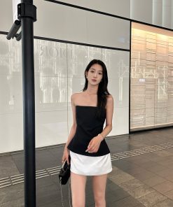 Minimalist Cut Strapless Top | Quiet Luxury Aesthetic Slim Fit Stretch Style