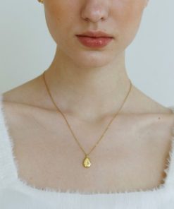 Minimalist Diamond-Inlaid Teardrop Necklace - French Elegance for Commuting, Versatile and Colorfast Texture