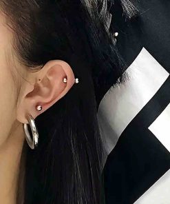 Minimalist Double Ball Stud Earrings for Women - Trendy Small Cartilage Jewelry in 2025 Cool Style
