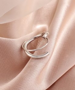 Minimalist Double Ring Cross Ring - Elegant Japanese & Korean Style High-End Accessory
