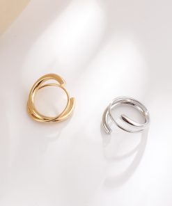 Minimalist Double Ring Cross Ring - Elegant Japanese & Korean Style High-End Accessory