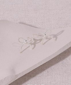 Minimalist Floating Bowknot Stud Earrings in S925 Silver - Youthful High-End Twisted Design for Elegant Everyday Wear