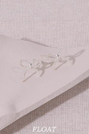Minimalist Floating Bowknot Stud Earrings in S925 Silver - Youthful High-End Twisted Design for Elegant Everyday Wear