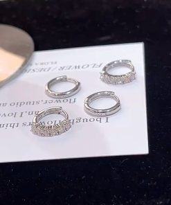 Minimalist Four-Piece Hoop Earring Set for Women, Korean Cold Aesthetic, Sleep-Friendly, 2025 Trendy Jewelry