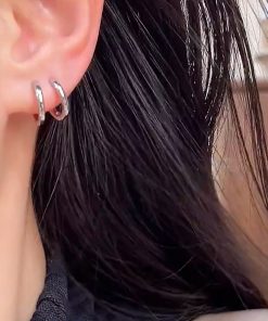 Minimalist Four-Piece Hoop Earring Set for Women, Korean Cold Aesthetic, Sleep-Friendly, 2025 Trendy Jewelry