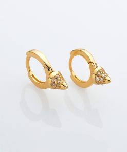 Minimalist French Retro Gold-Plated Heart Lock Ear Clip Earrings with Diamond Studs for Women - European and American Style