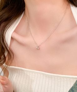 Minimalist Geometric Circle Necklace - Elegant Clavicle Chain, High-End Luxury Design, 2025 Fashion Must-Have