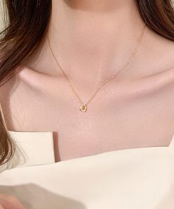 Minimalist Geometric Circle Necklace - Elegant Clavicle Chain, High-End Luxury Design, 2025 Fashion Must-Have
