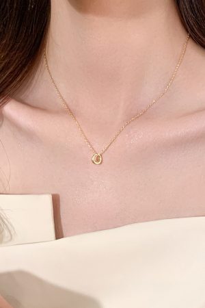 Minimalist Geometric Circle Necklace - Elegant Clavicle Chain, High-End Luxury Design, 2025 Fashion Must-Have