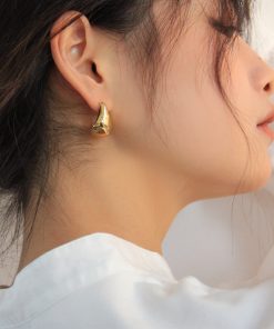 Minimalist Geometric Gold-Plated Silver Water Drop Earrings - Korean French Style, Hypoallergenic Design for Everyday Wear