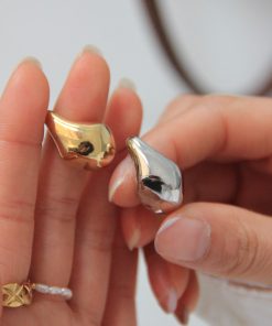 Minimalist Geometric Gold-Plated Silver Water Drop Earrings - Korean French Style, Hypoallergenic Design for Everyday Wear