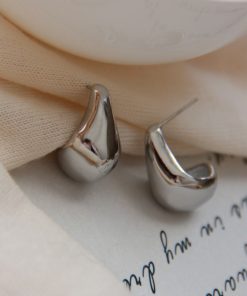 Minimalist Geometric Gold-Plated Silver Water Drop Earrings - Korean French Style, Hypoallergenic Design for Everyday Wear